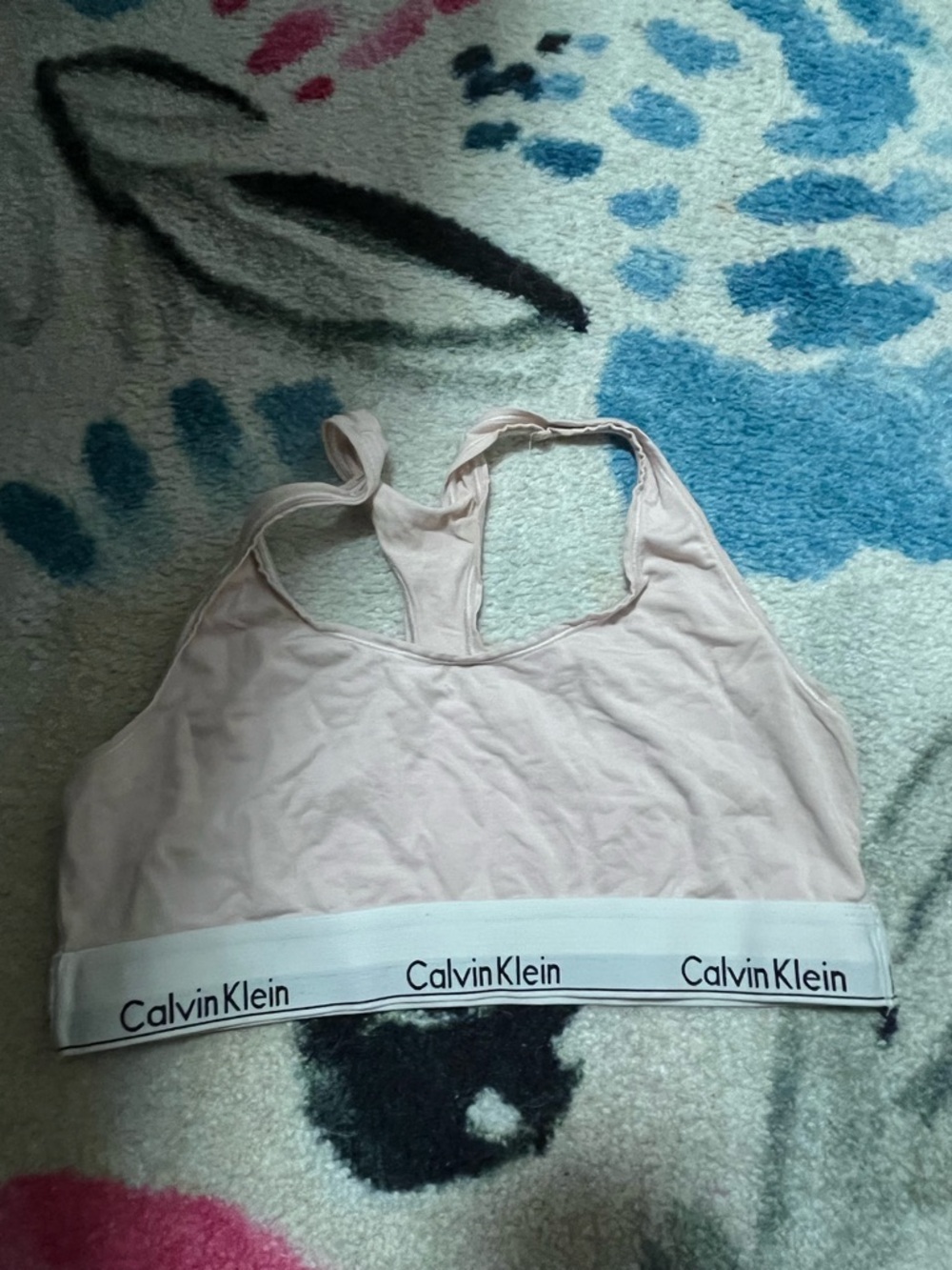 Calvin Klein Pale Pink Racerback Bralette with Branded Band